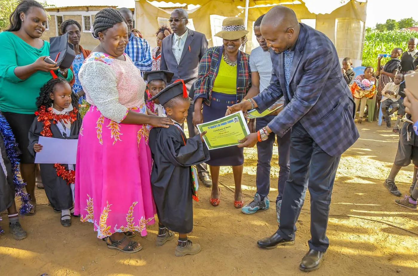 Graduates and their families marking the end of the school year.