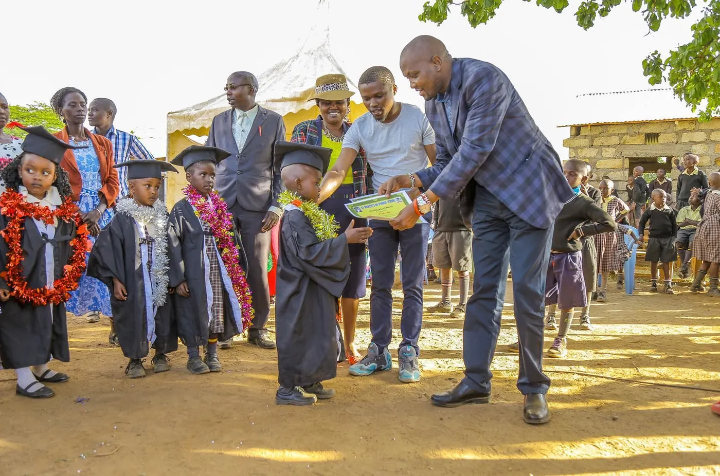 Graduates and their families marking the end of the school year.