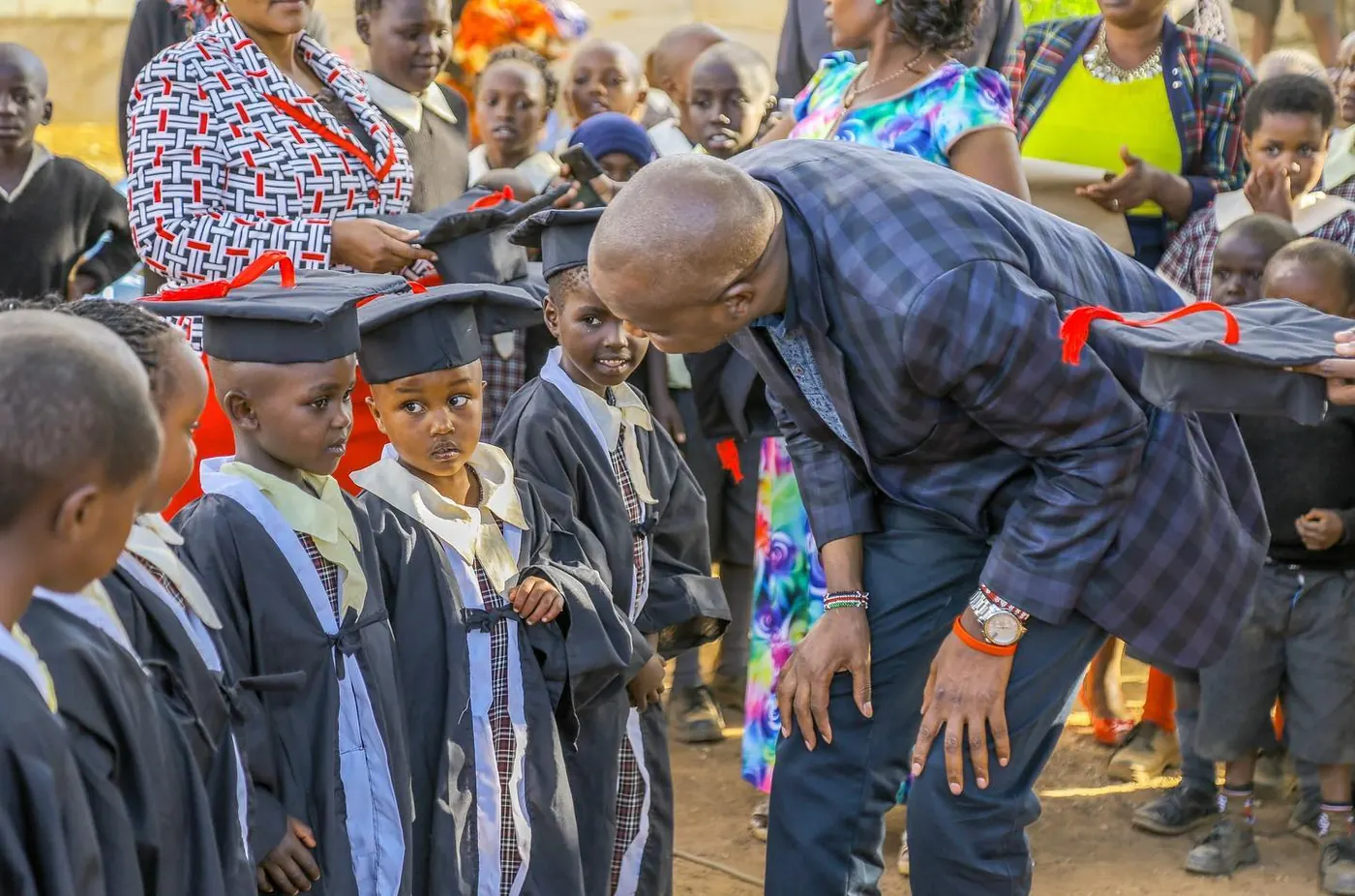 Graduates and their families marking the end of the school year.