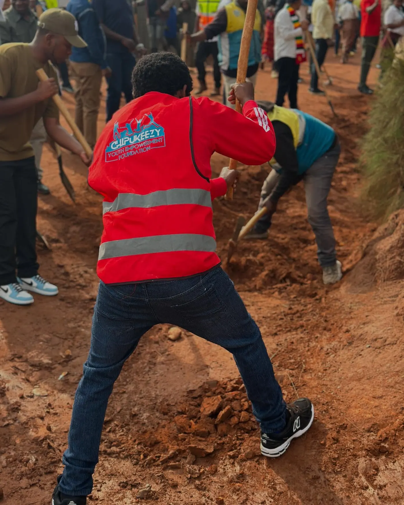 Joining Rwandans for Umuganda, the monthly community service day.