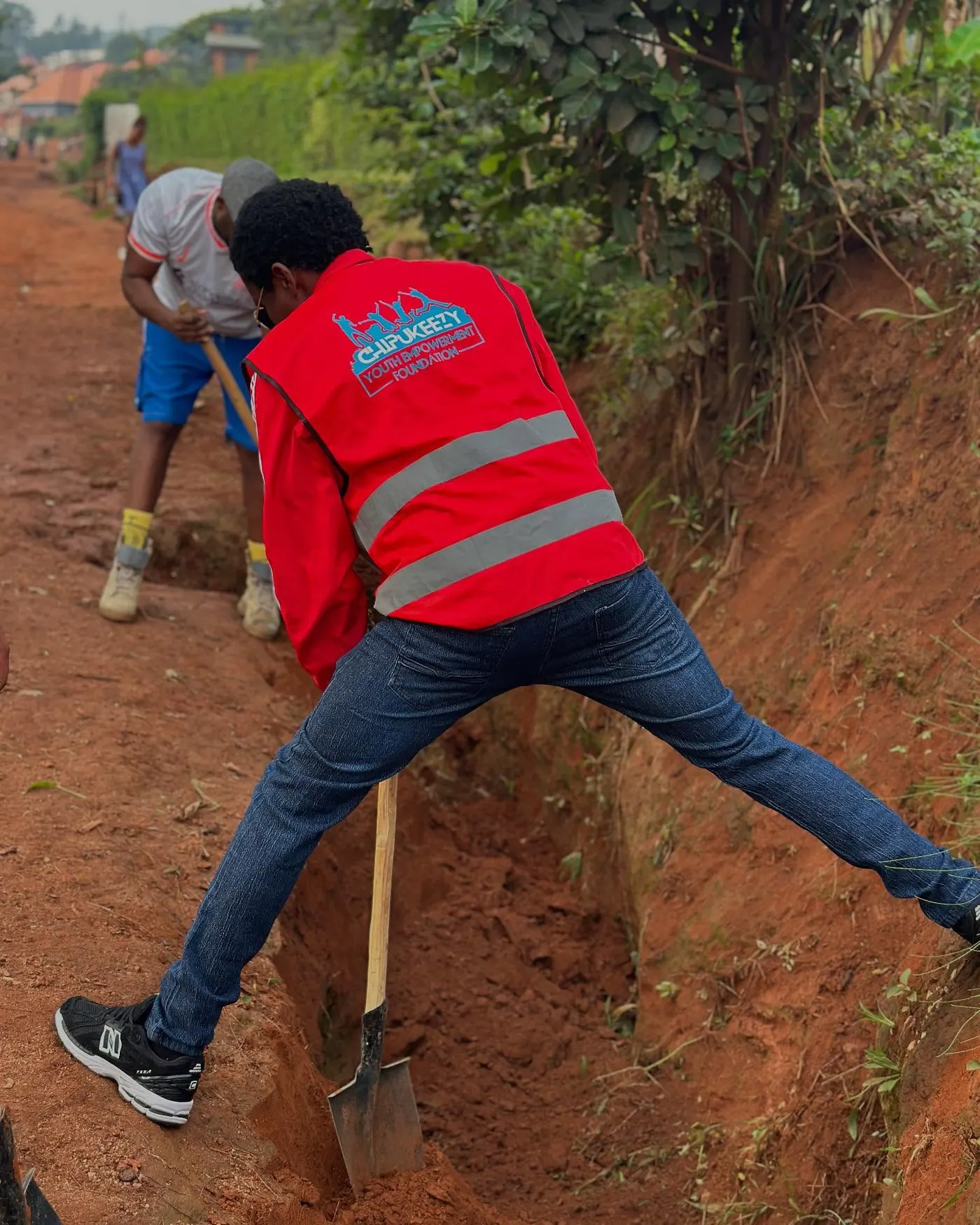 Joining Rwandans for Umuganda, the monthly community service day.